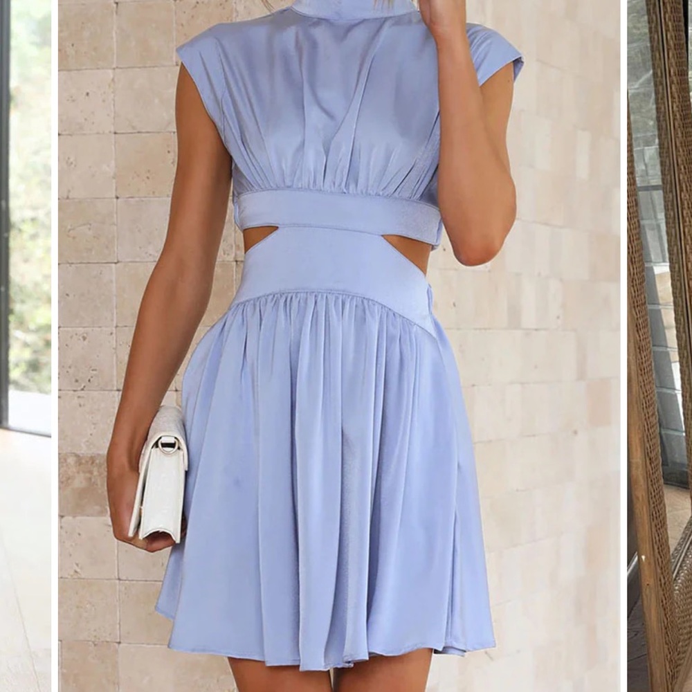 Blue mini dress with cut outs
